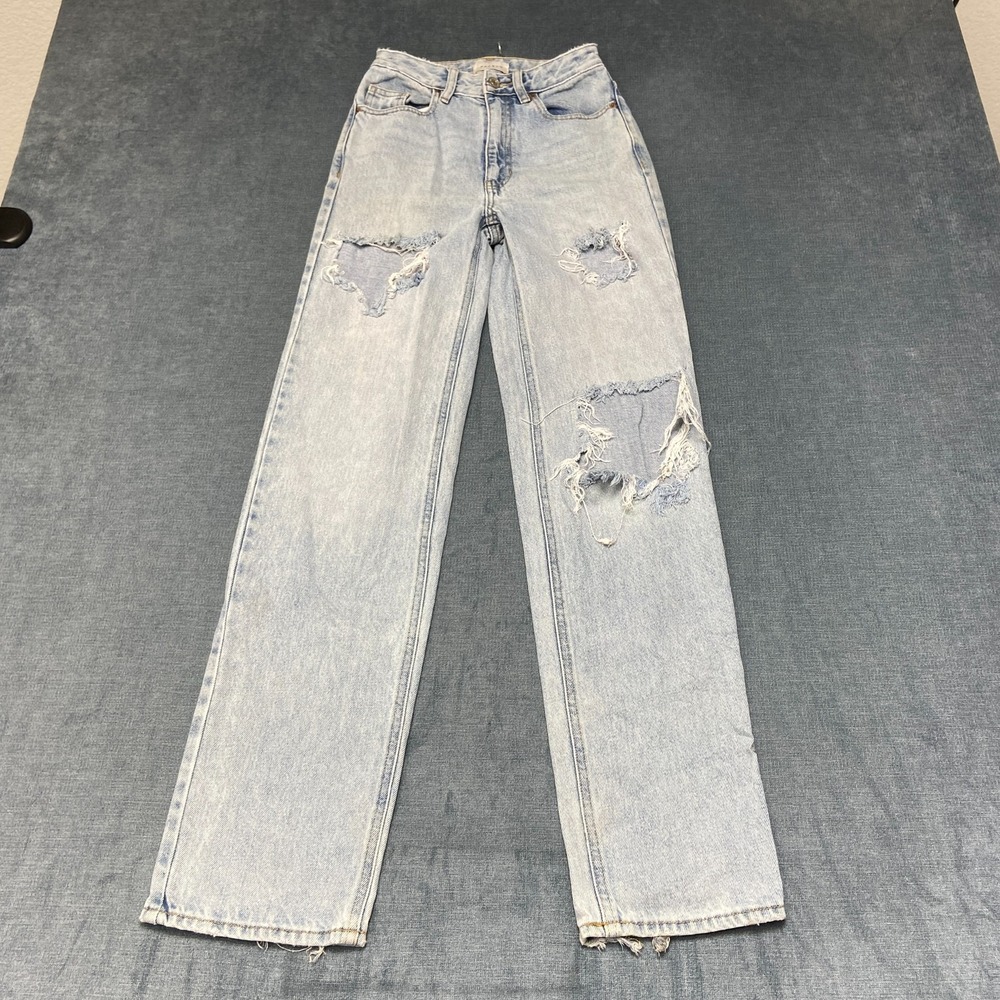 Pacsun 90s Boyfriend Jeans Womens 23 Blue Light Wash Distressed Straight Leg